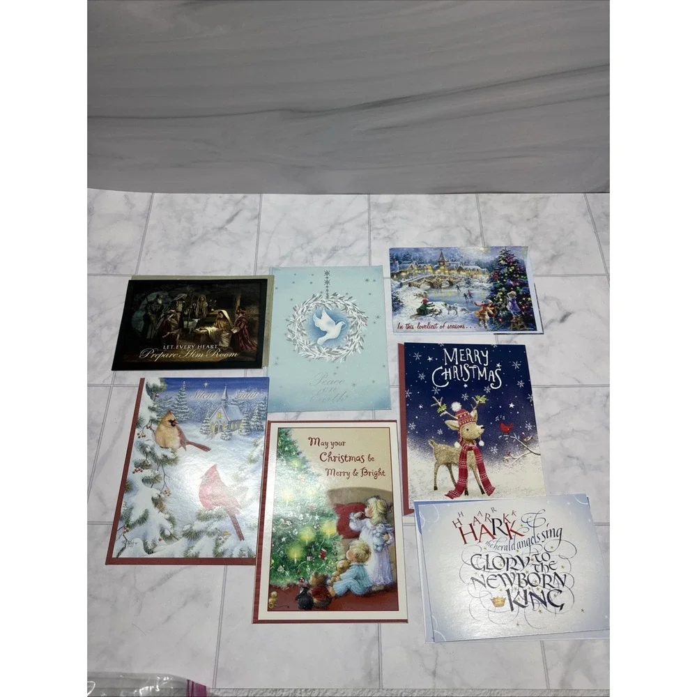 50 Assorted Christmas Holiday Greeting Cards with Messages and Envelopes‎ New